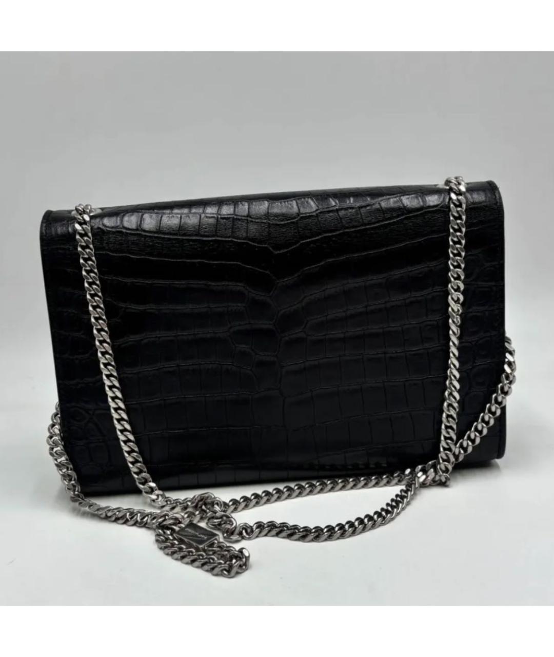 SAINT LAURENT Черная кожаная сумка через плечо, фото 2