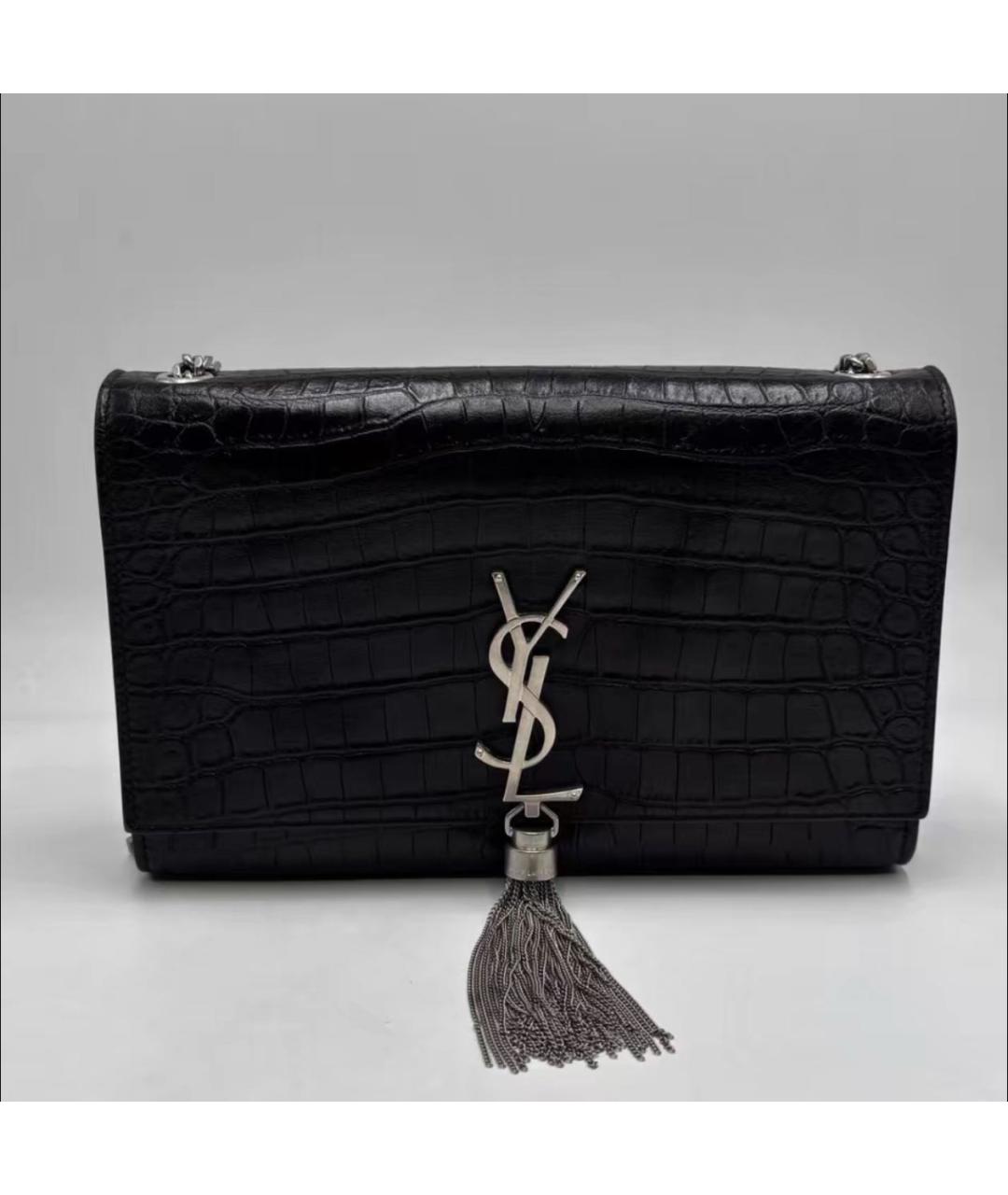 SAINT LAURENT Черная кожаная сумка через плечо, фото 4