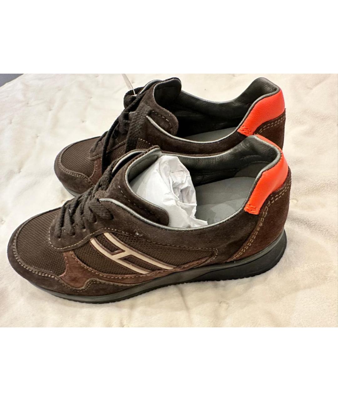 HOGAN Коричневые замшевые кеды, фото 3