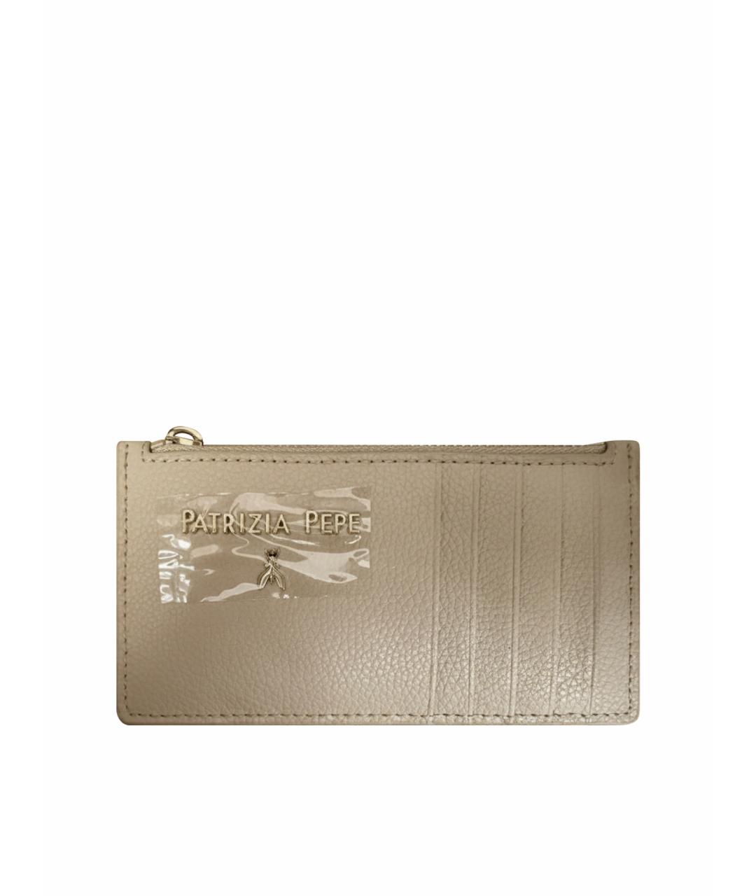PATRIZIA PEPE Бежевый кожаный кардхолдер, фото 1