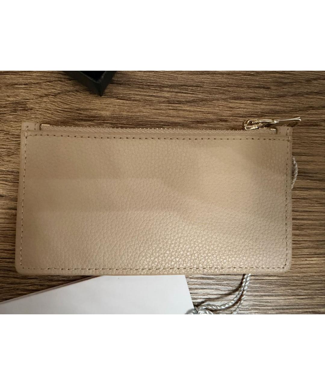 PATRIZIA PEPE Бежевый кожаный кардхолдер, фото 3