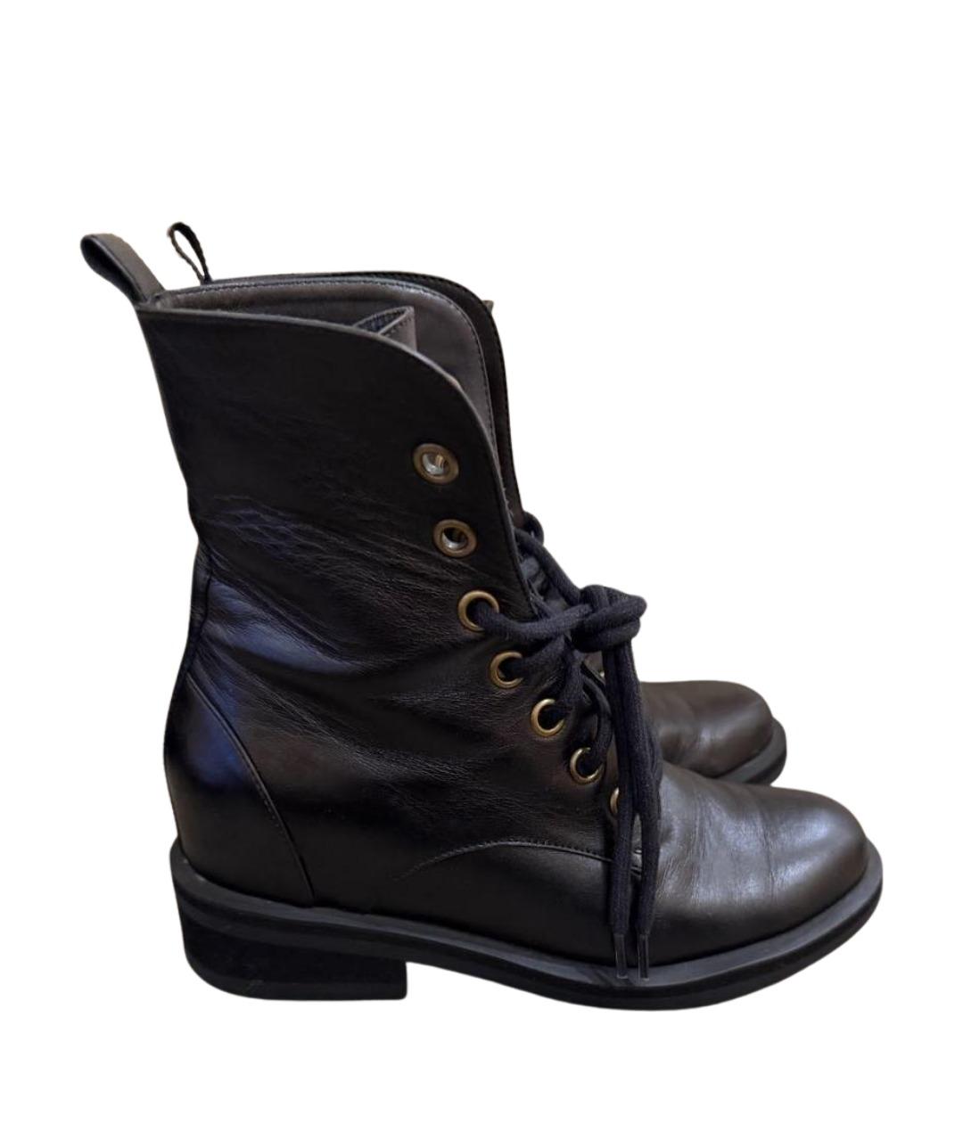 ULYANA SERGEENKO Черные кожаные ботинки, фото 1