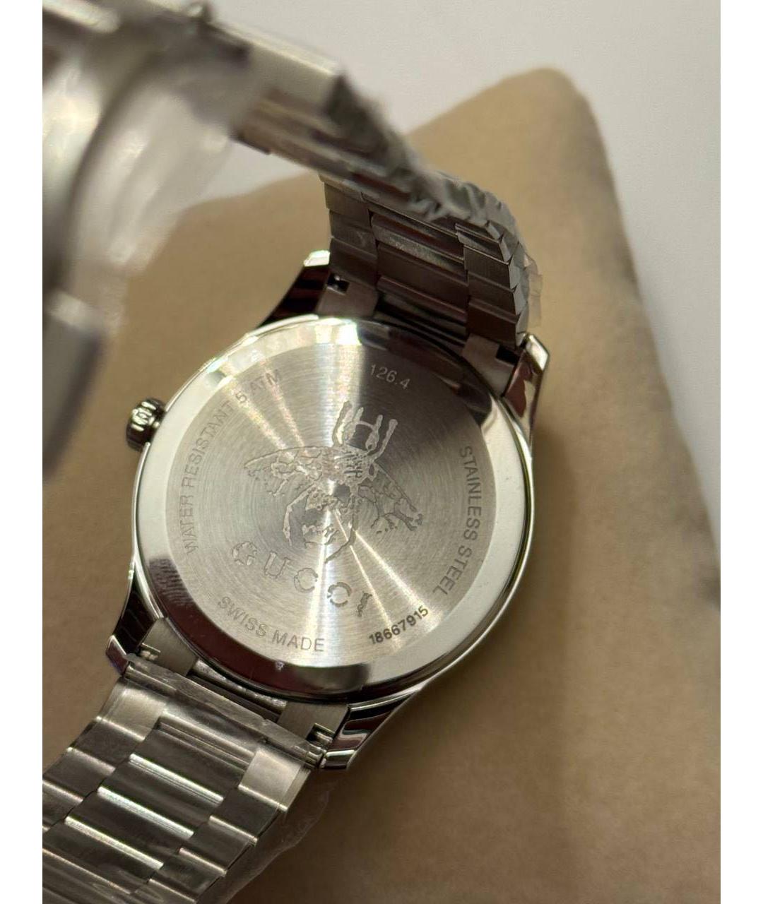 GUCCI Серебряные металлические часы, фото 2