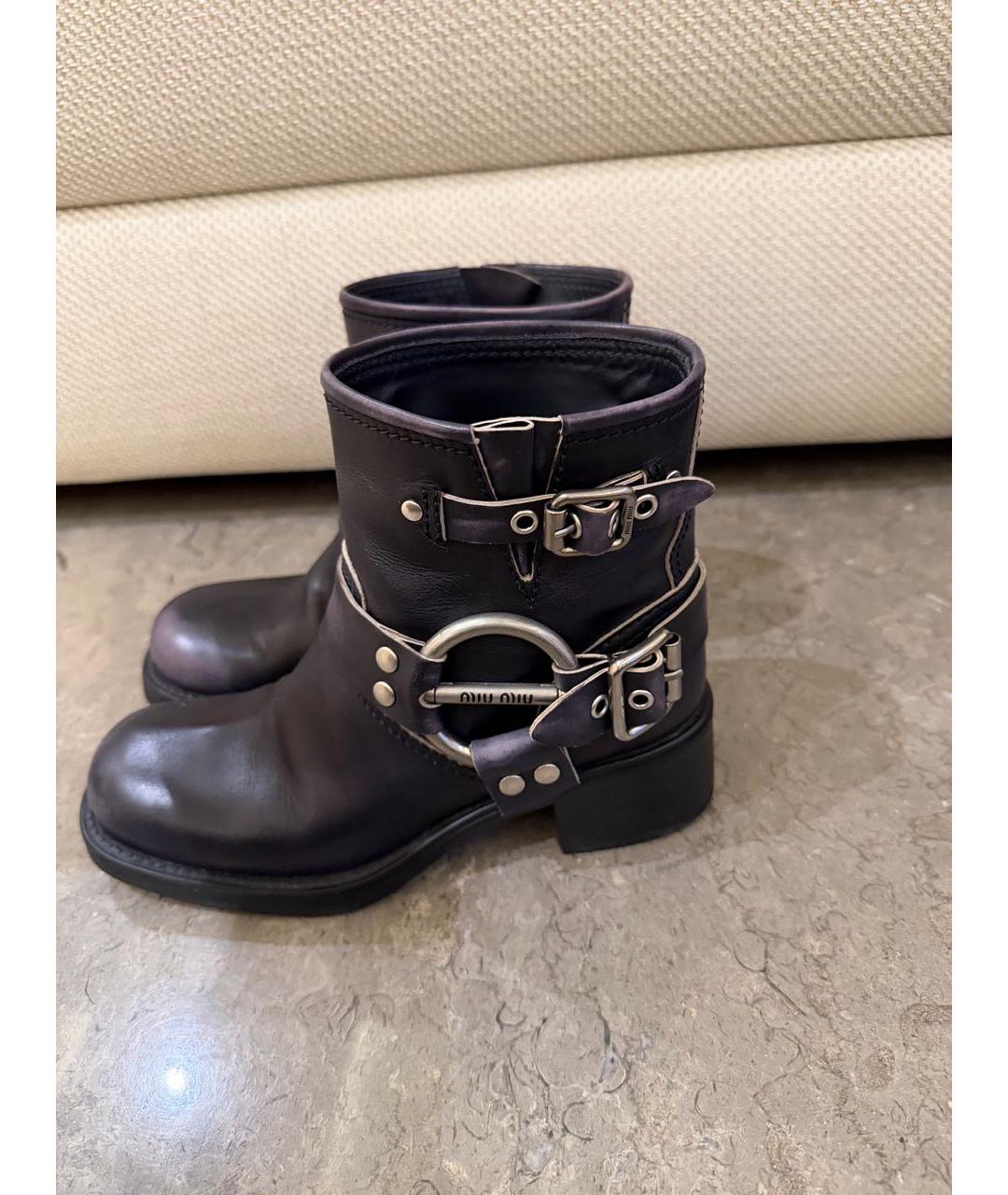 MIU MIU Черные кожаные полусапоги, фото 4