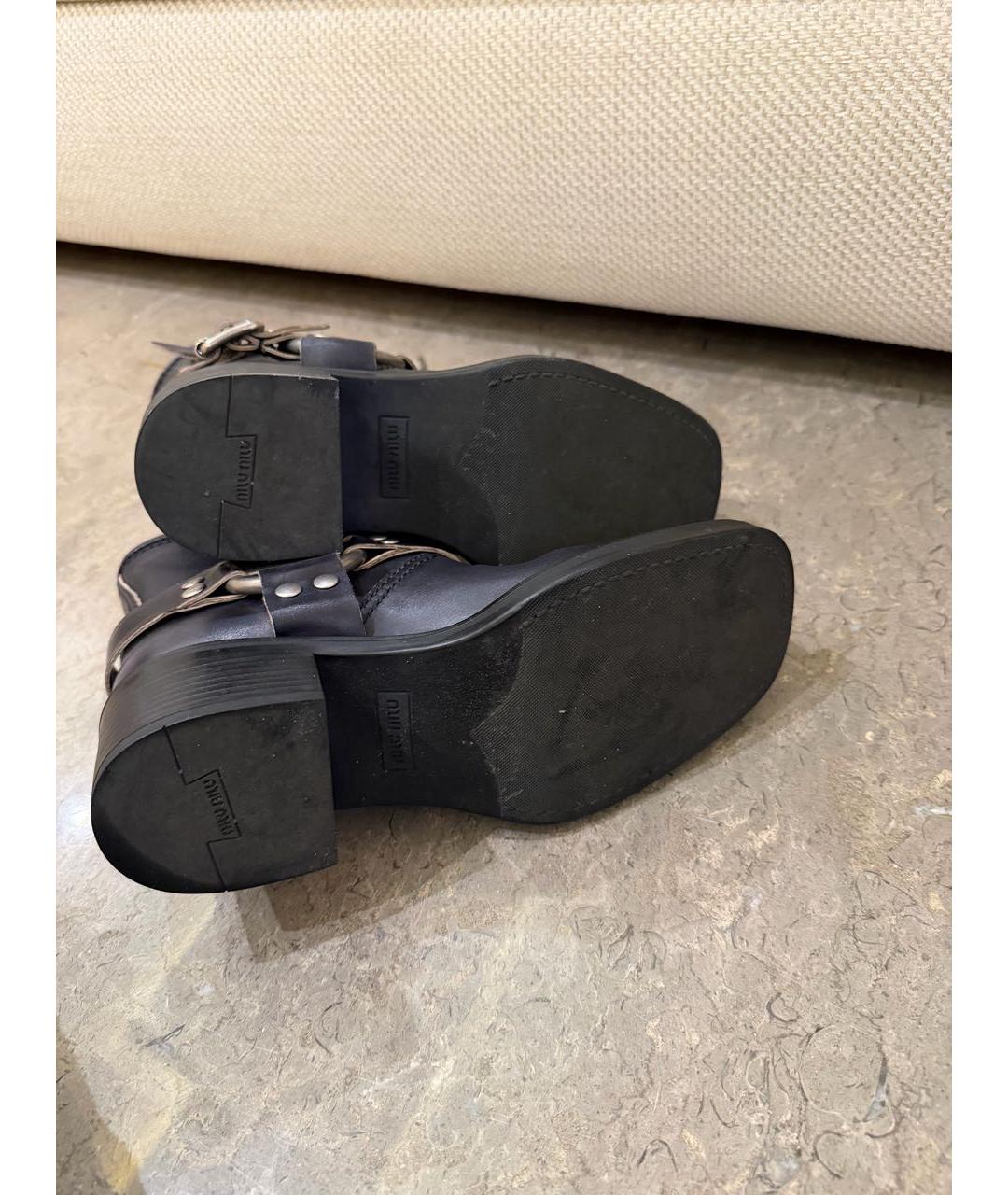 MIU MIU Черные кожаные полусапоги, фото 7