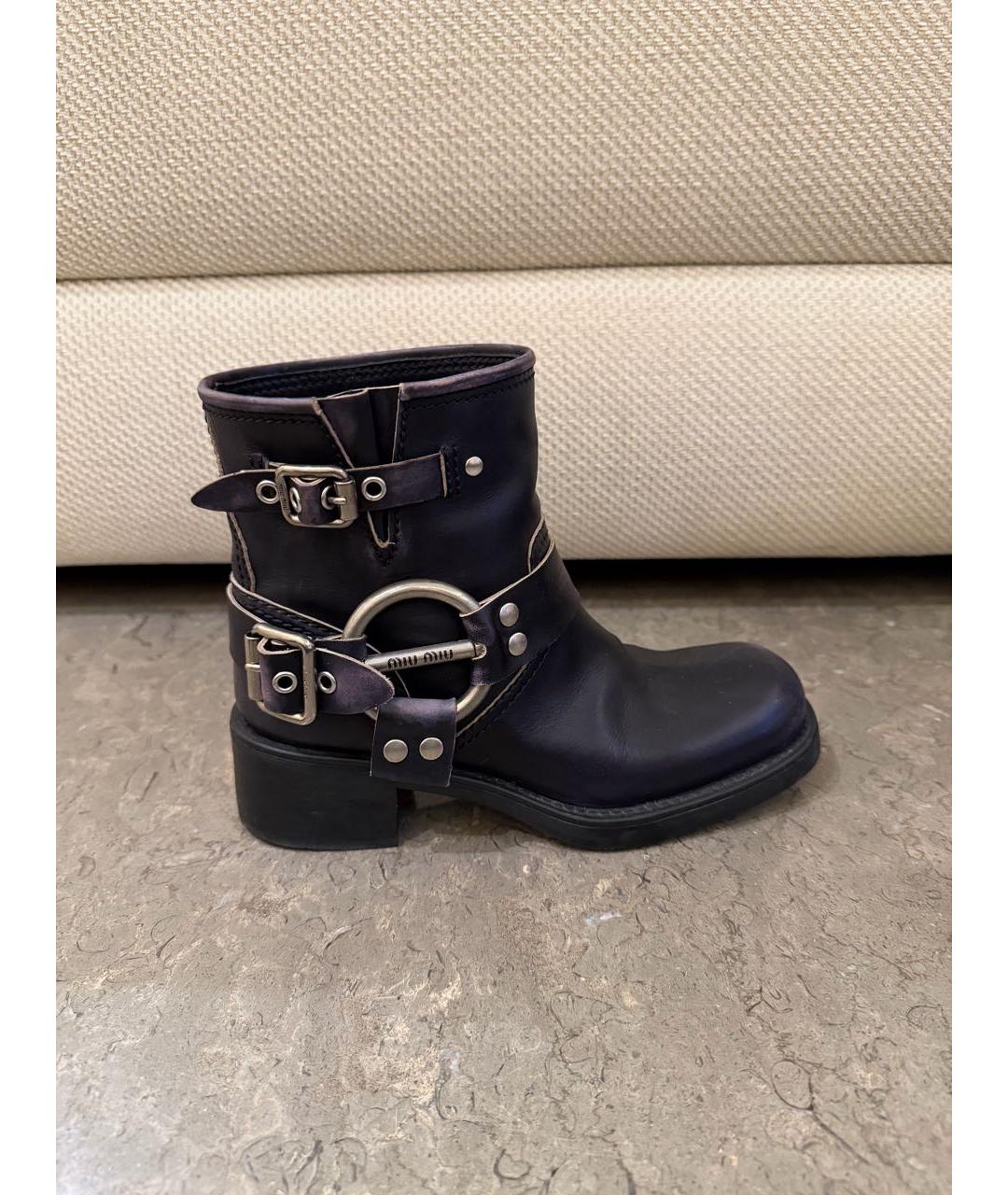 MIU MIU Черные кожаные полусапоги, фото 9