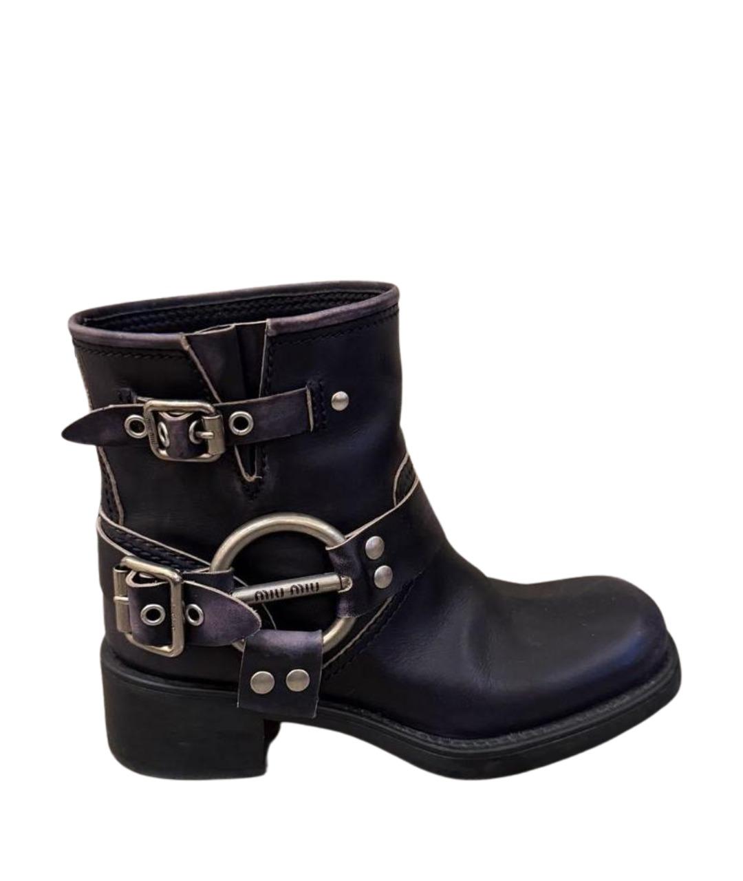 MIU MIU Черные кожаные полусапоги, фото 1