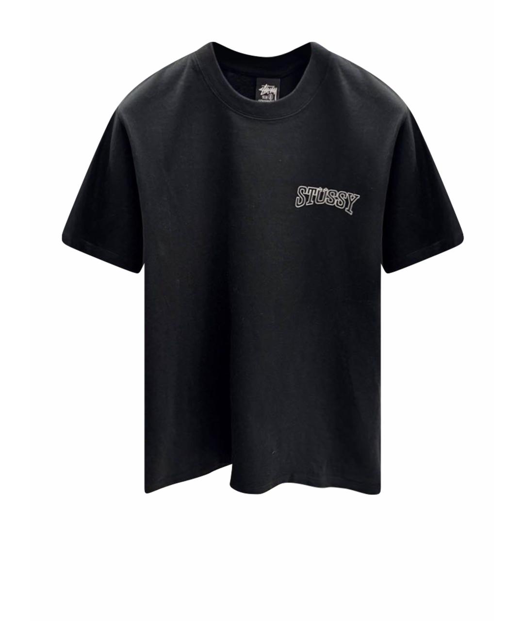 STUSSY Черная хлопковая футболка, фото 1