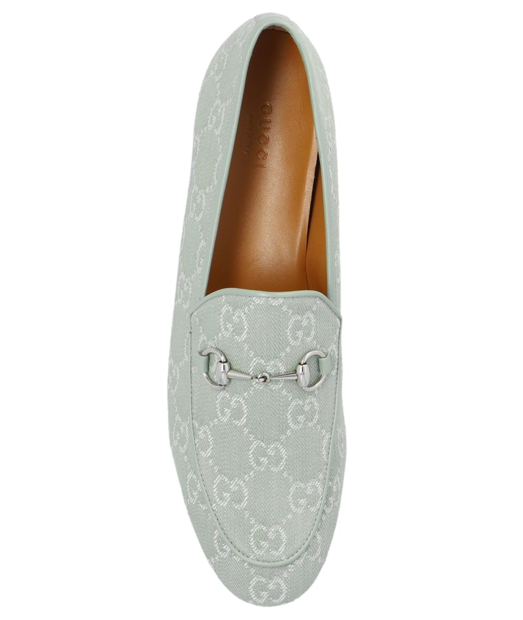 GUCCI Зеленые текстильные лоферы, фото 5