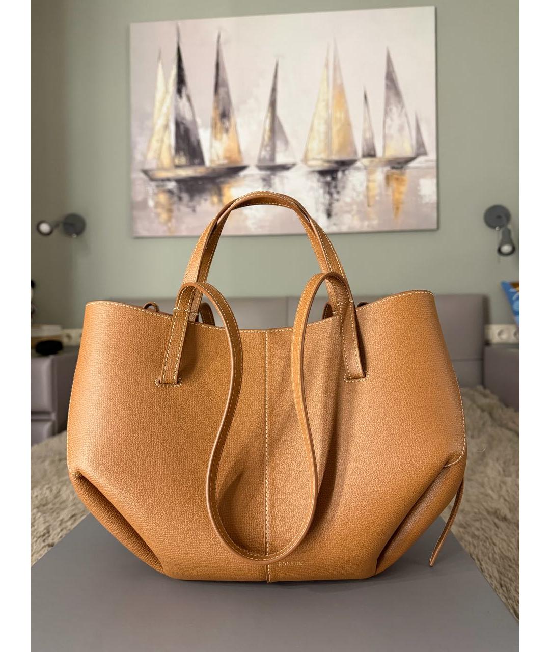 POLENE Коричневая кожаная сумка через плечо, фото 9