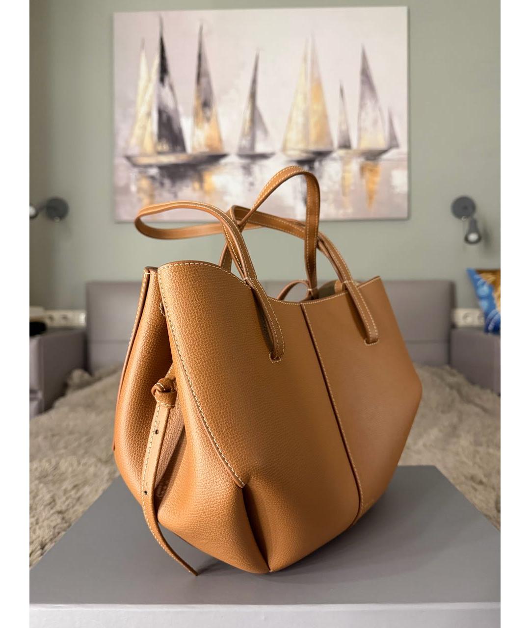 POLENE Коричневая кожаная сумка через плечо, фото 2