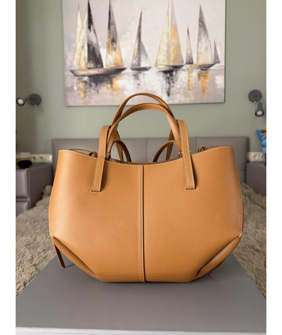 POLENE Коричневая кожаная сумка через плечо, фото 3