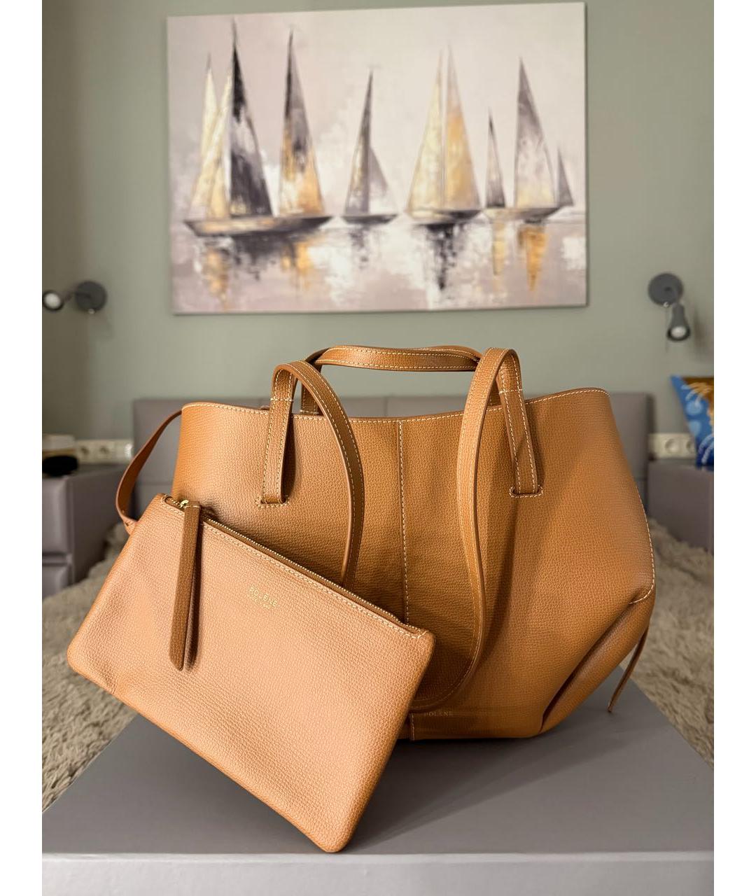 POLENE Коричневая кожаная сумка через плечо, фото 6