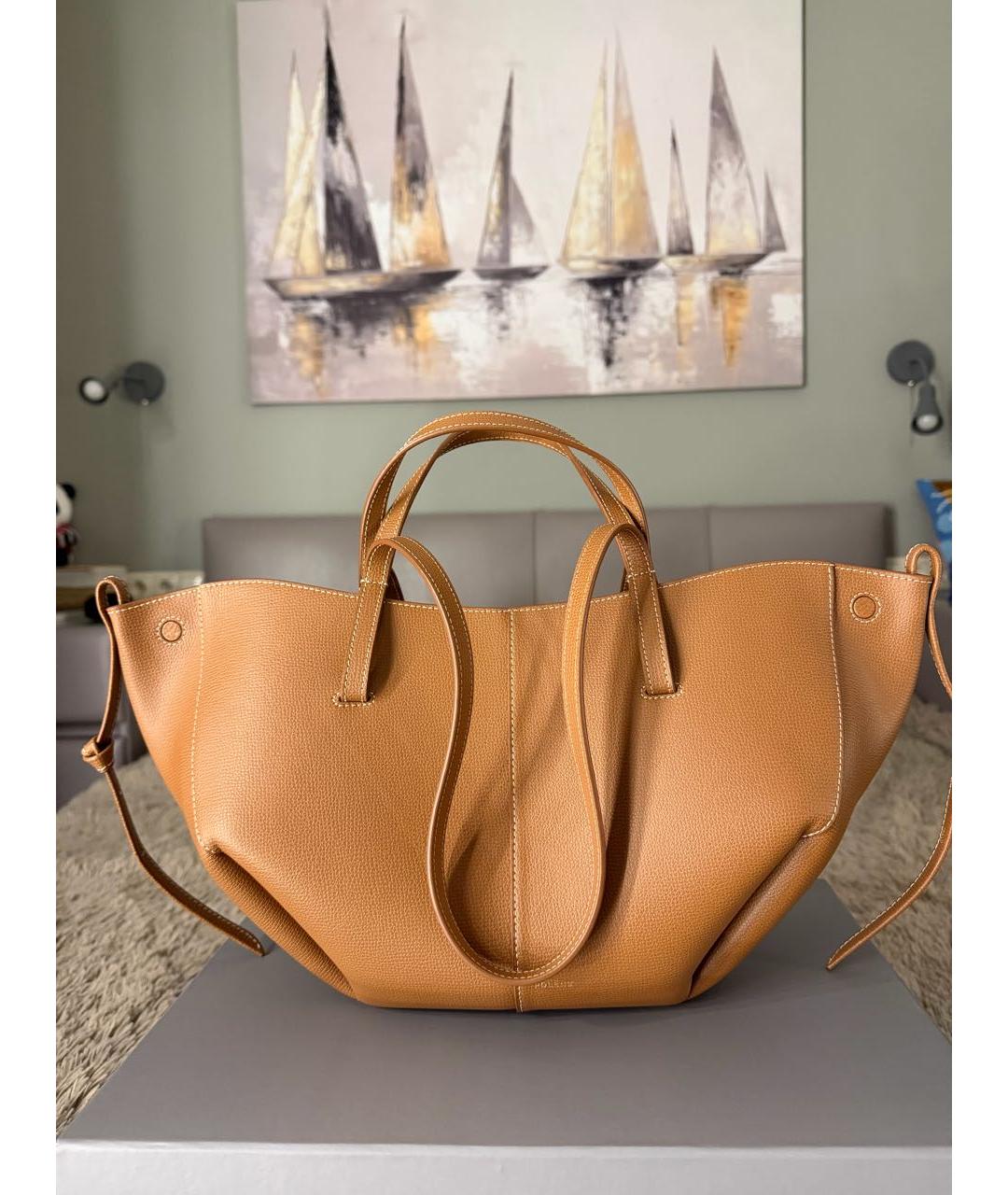 POLENE Коричневая кожаная сумка через плечо, фото 7