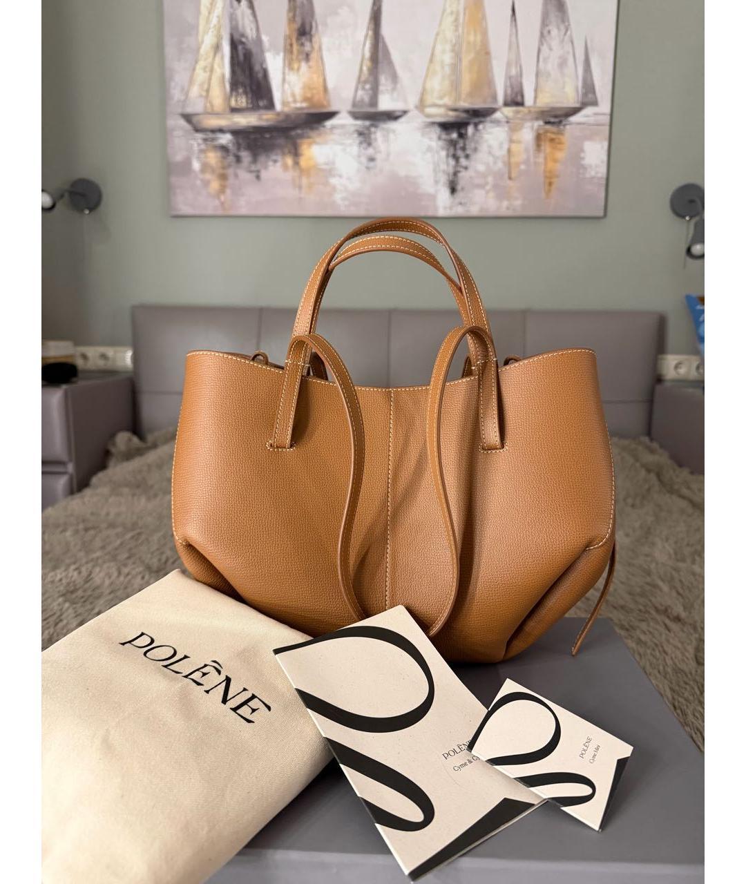 POLENE Коричневая кожаная сумка через плечо, фото 5