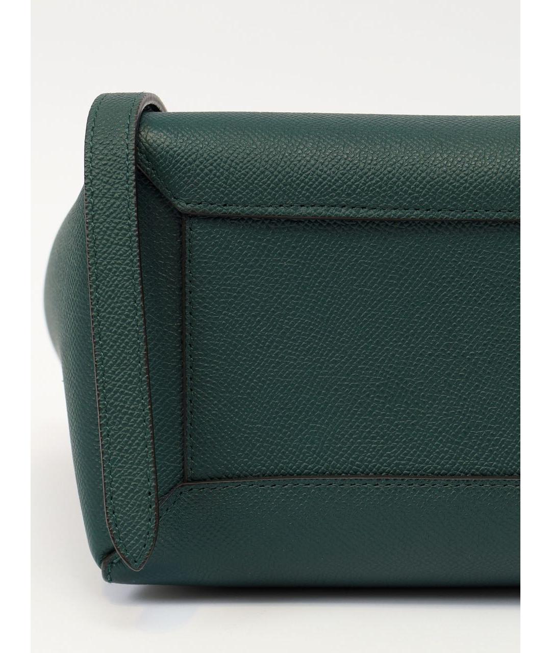 CELINE Зеленая кожаная сумка с короткими ручками, фото 7