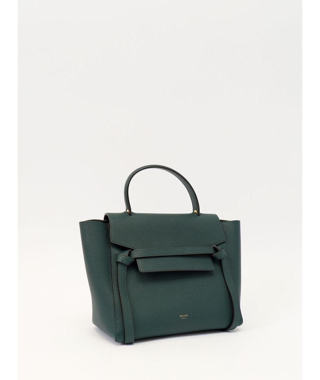 CELINE Зеленая кожаная сумка с короткими ручками, фото 2