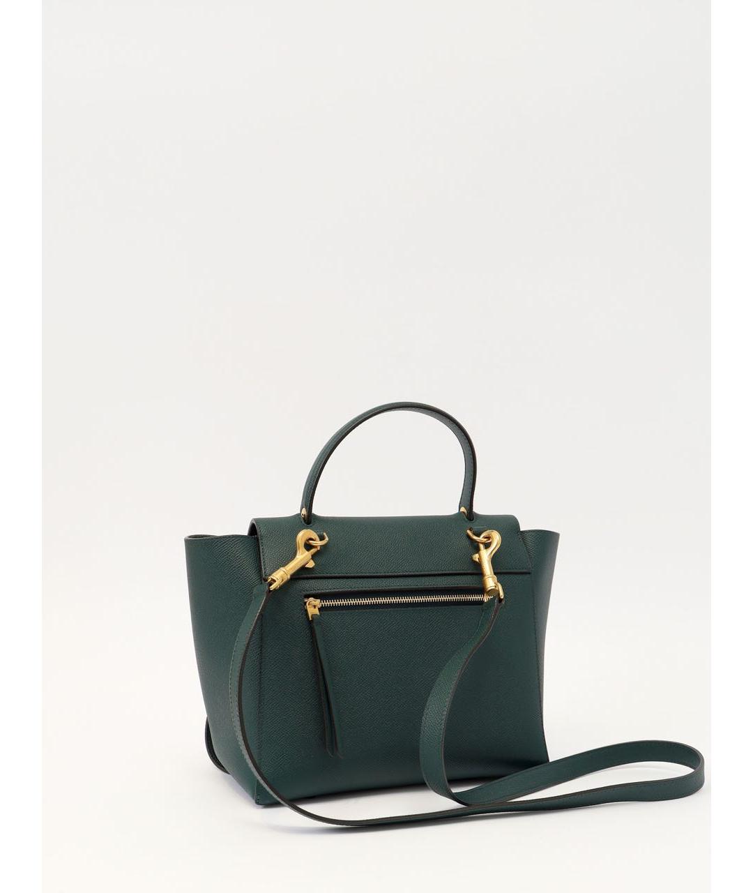 CELINE Зеленая кожаная сумка с короткими ручками, фото 3