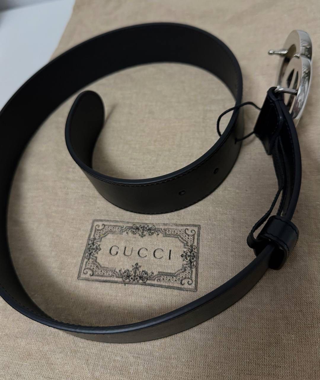 GUCCI Черный кожаный ремень, фото 4