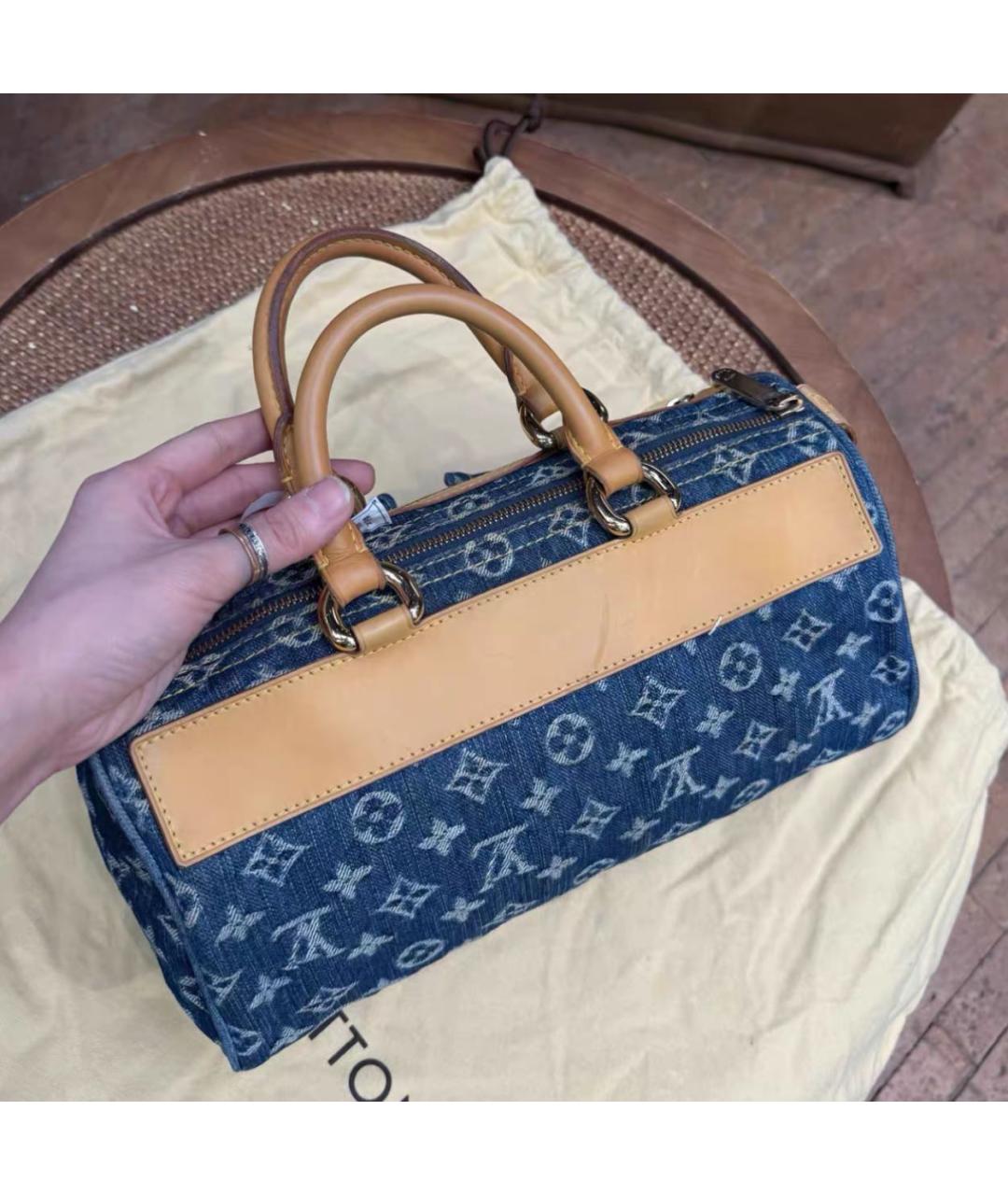 LOUIS VUITTON Синяя деним сумка с короткими ручками, фото 2
