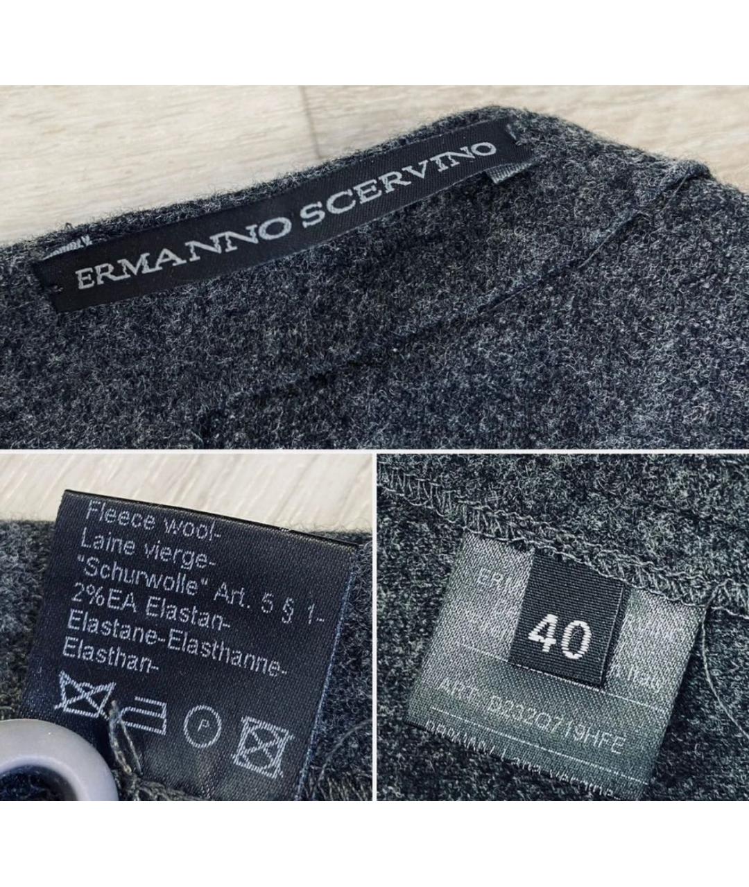ERMANNO SCERVINO Серое шерстяное повседневное платье, фото 3