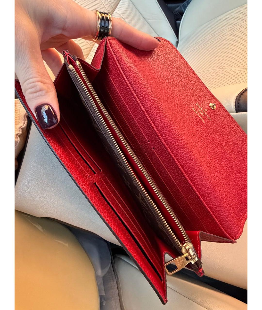 LOUIS VUITTON Красный кожаный кошелек, фото 4