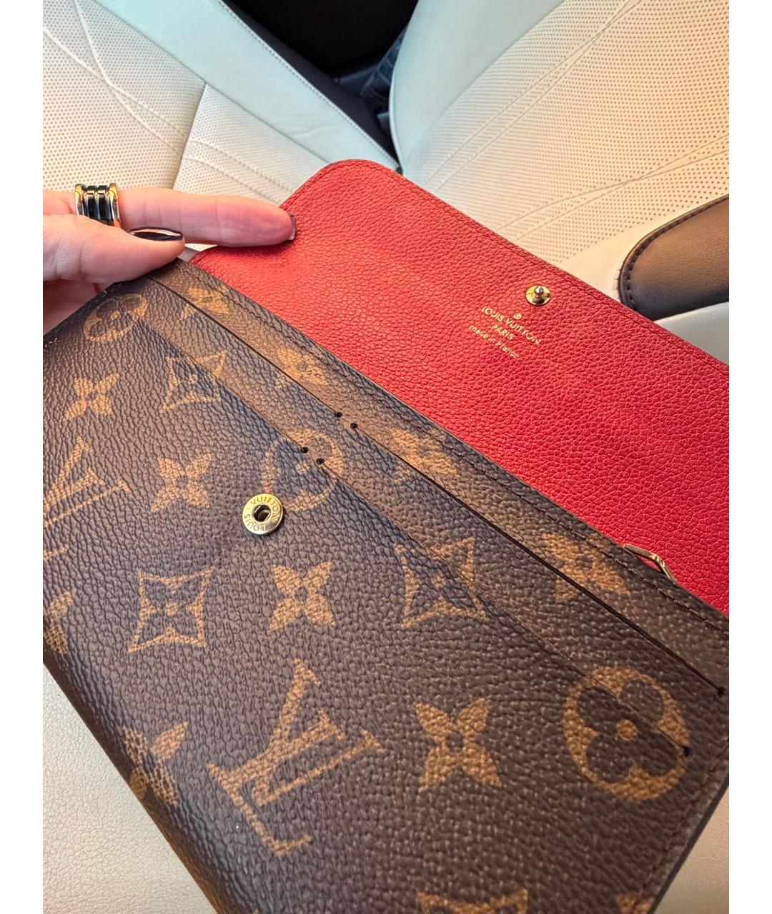 LOUIS VUITTON Красный кожаный кошелек, фото 7