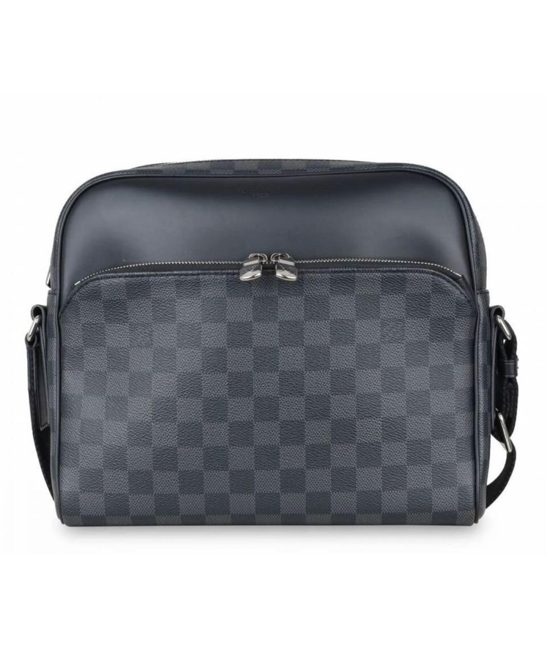 LOUIS VUITTON Антрацитовая кожаная сумка на плечо, фото 1