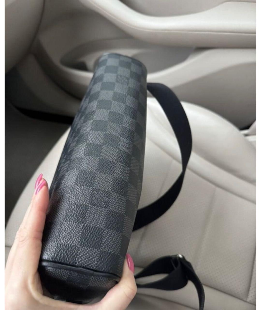 LOUIS VUITTON Антрацитовая кожаная сумка на плечо, фото 2