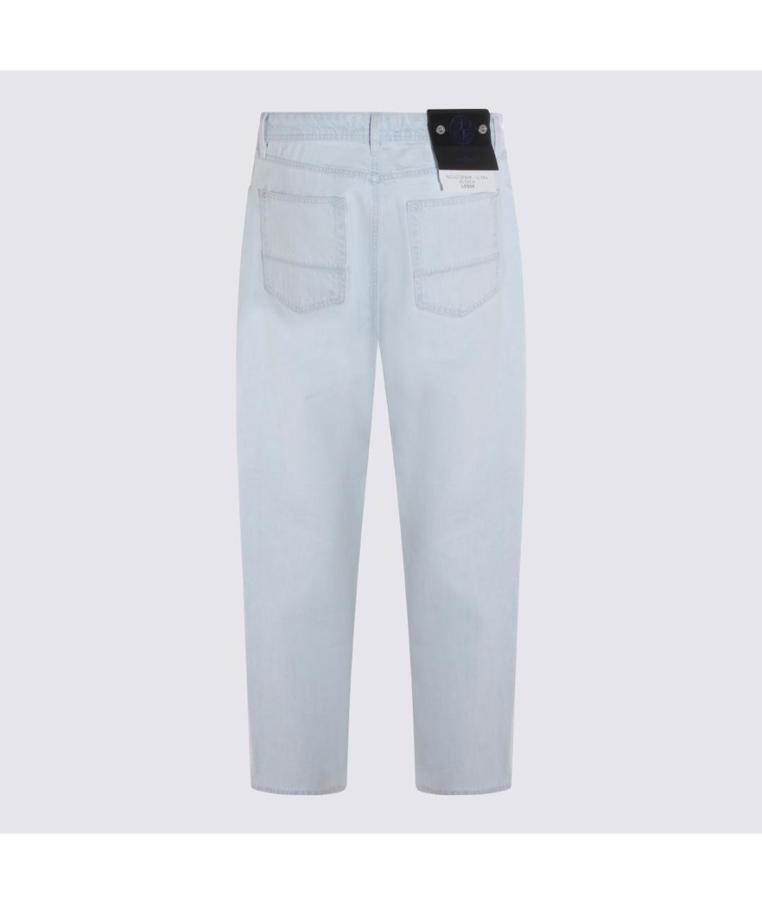 STONE ISLAND Голубые хлопковые прямые джинсы, фото 2