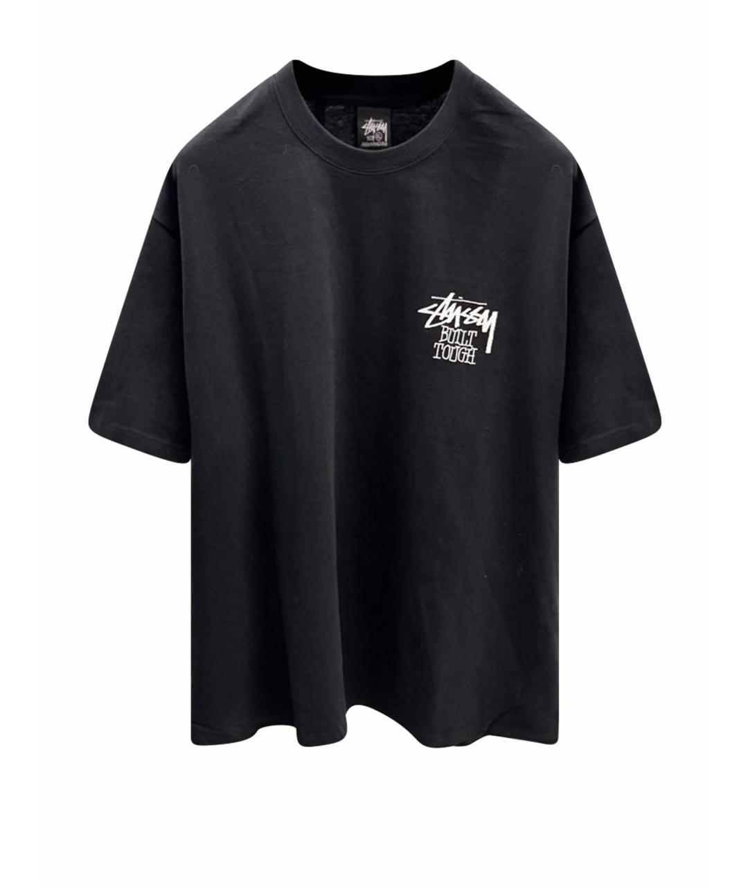 STUSSY Черная хлопковая футболка, фото 1