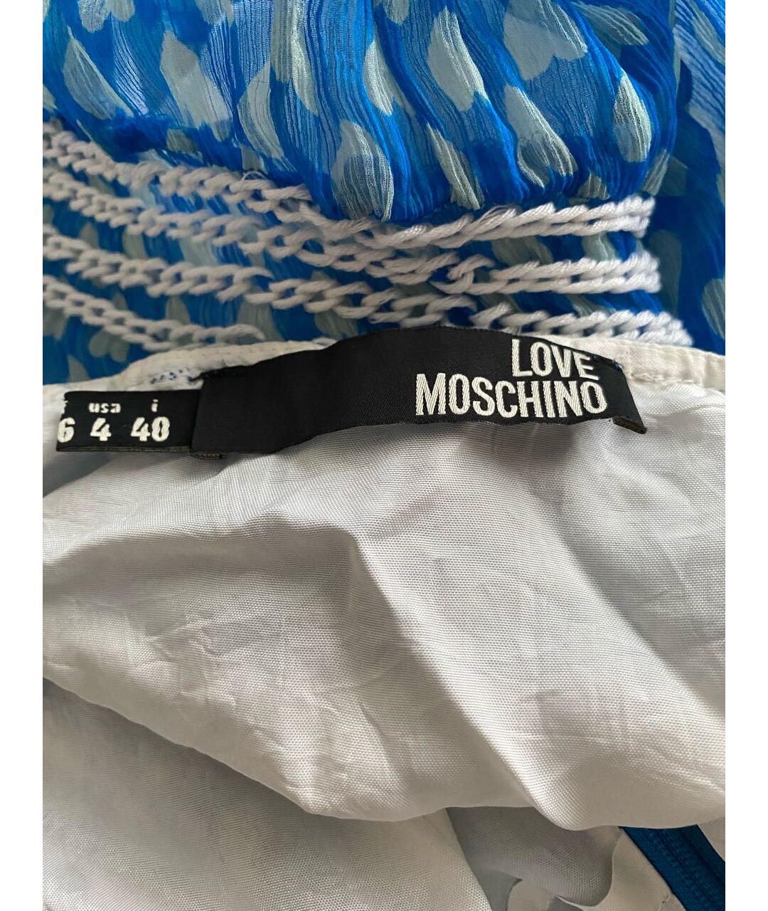 LOVE MOSCHINO Голубой шелковый сарафан, фото 4