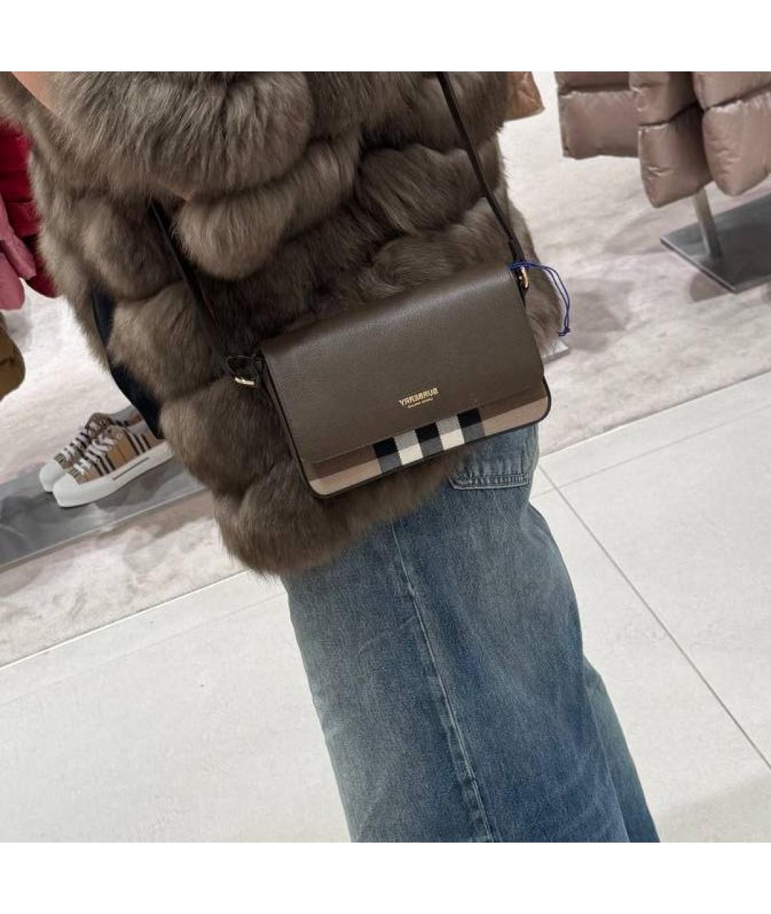 BURBERRY Коричневая кожаная сумка через плечо, фото 3