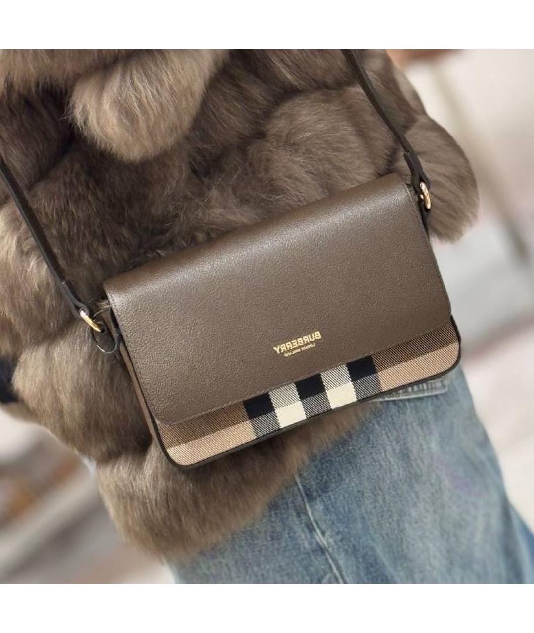 BURBERRY Коричневая кожаная сумка через плечо, фото 2