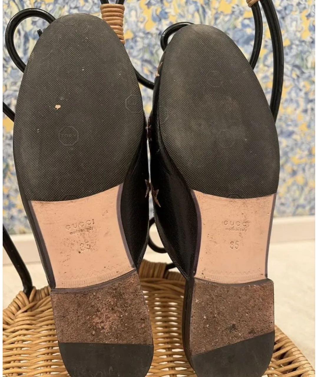 GUCCI Черные кожаные мюли, фото 3