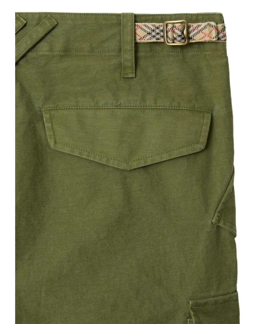 BURBERRY Зеленые хлопковые повседневные брюки, фото 4