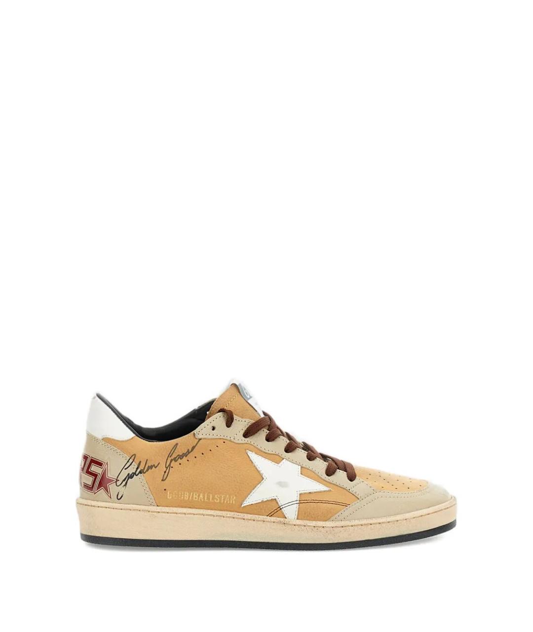 GOLDEN GOOSE DELUXE BRAND Желтые кожаные низкие кроссовки / кеды, фото 1