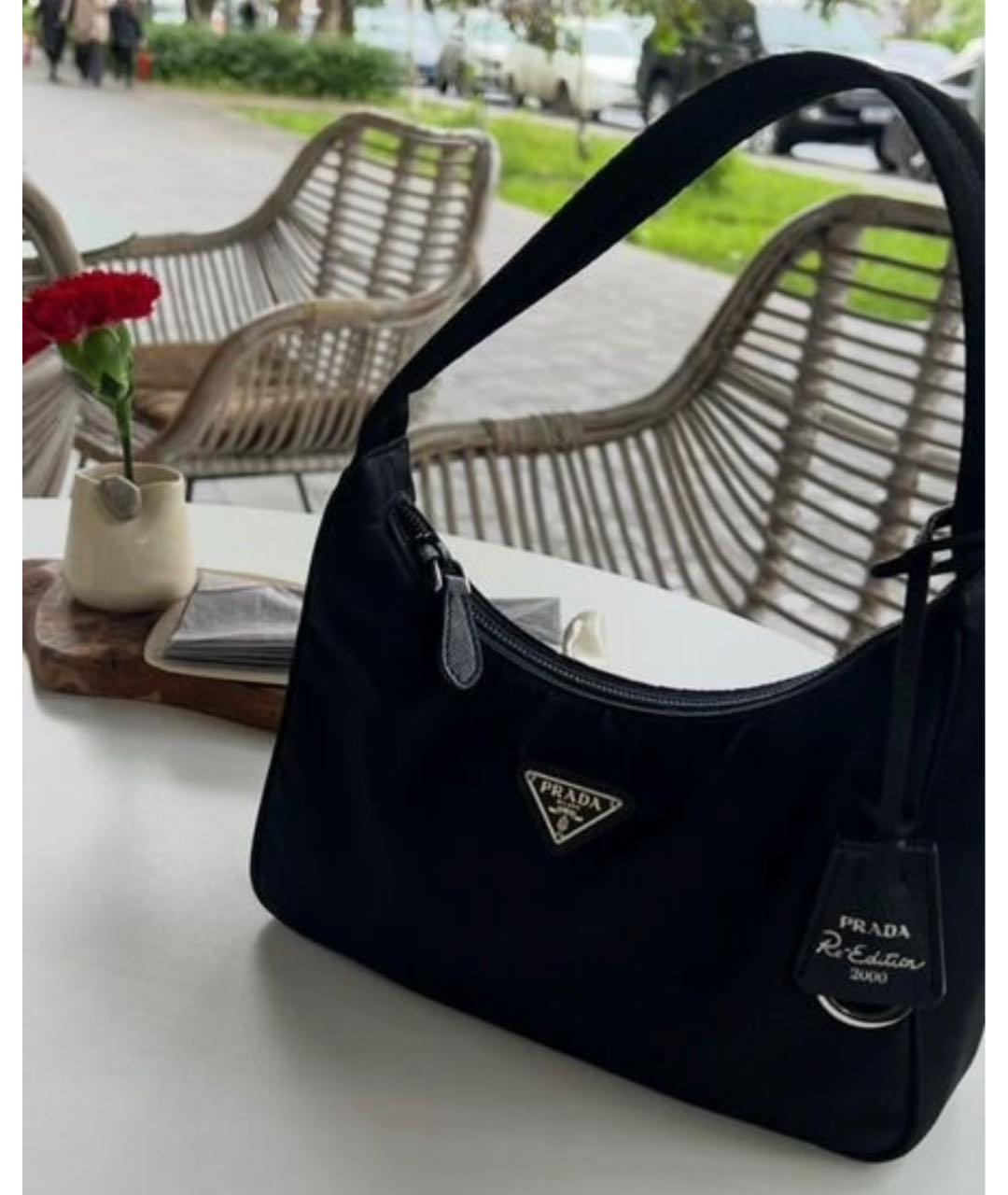 PRADA Черная тканевая сумка с короткими ручками, фото 2