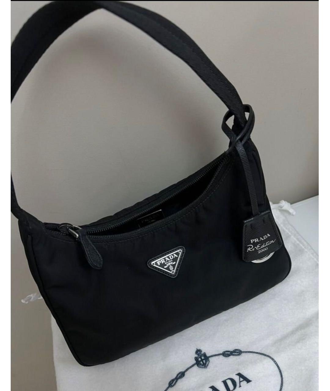 PRADA Черная тканевая сумка с короткими ручками, фото 3