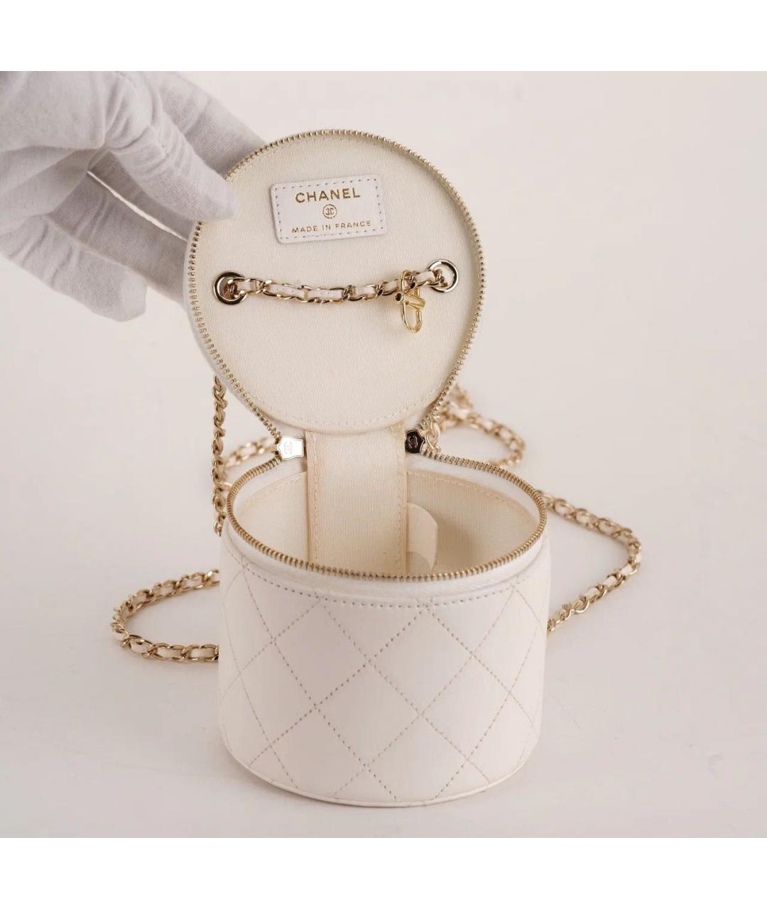 CHANEL Белая кожаная сумка через плечо, фото 8