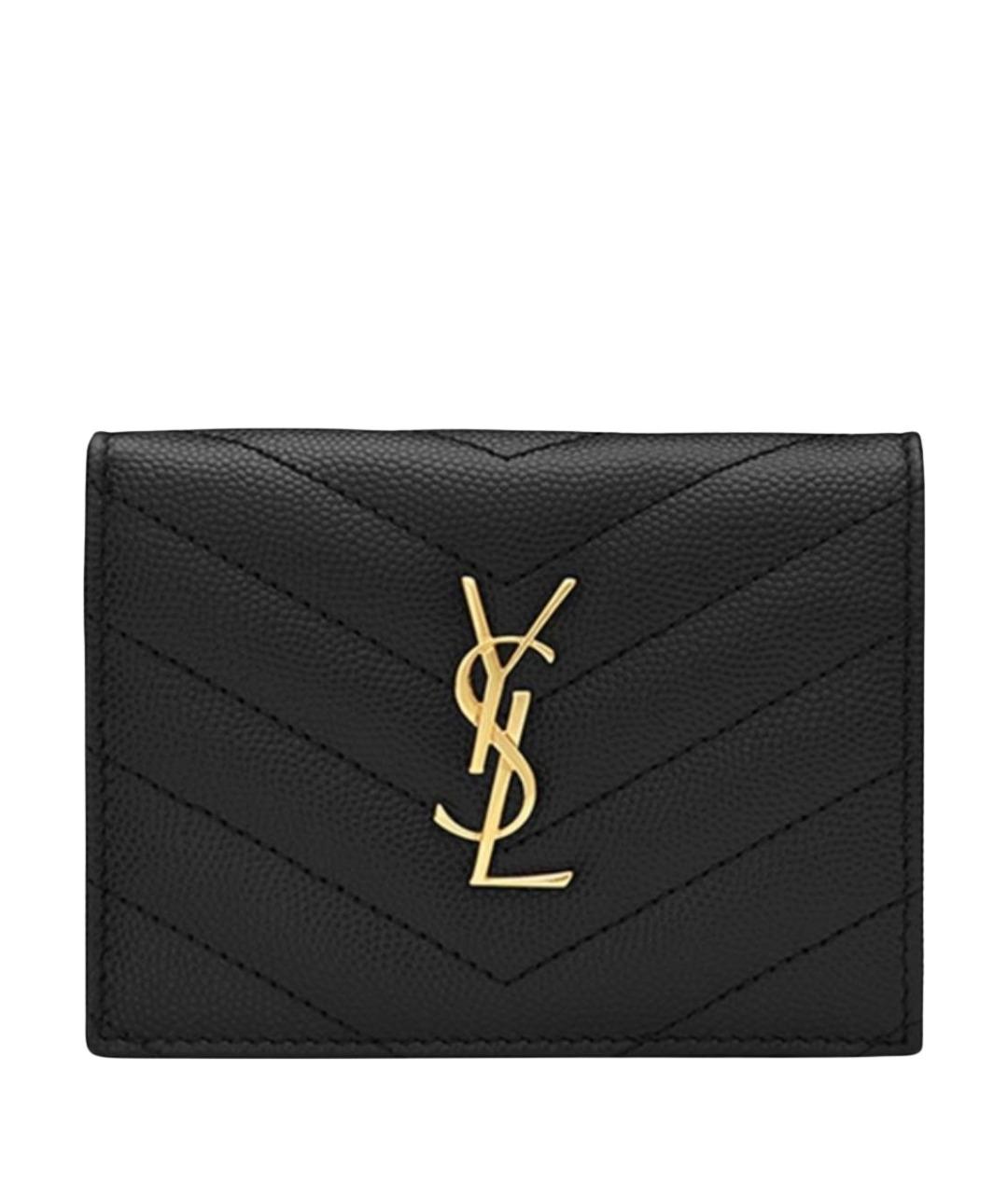 SAINT LAURENT Черный кожаный кошелек, фото 1