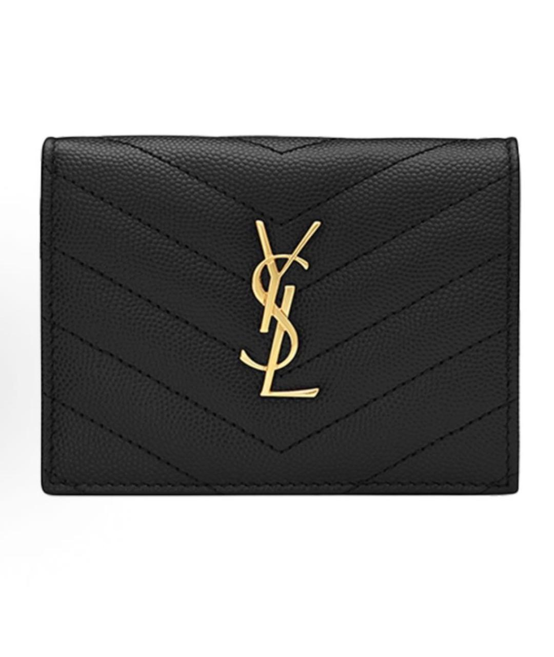 SAINT LAURENT Черный кожаный кошелек, фото 5