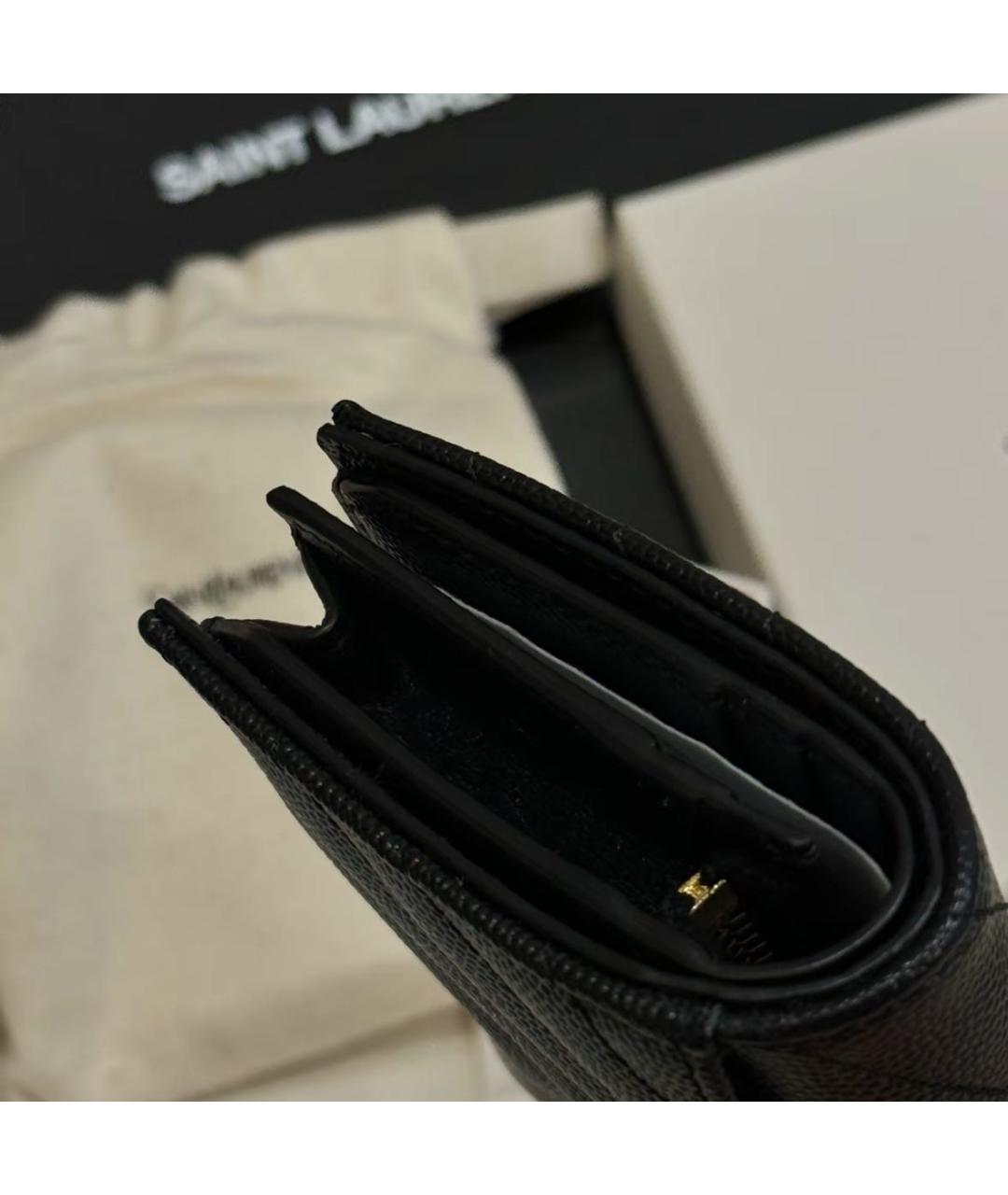 SAINT LAURENT Черный кожаный кошелек, фото 4