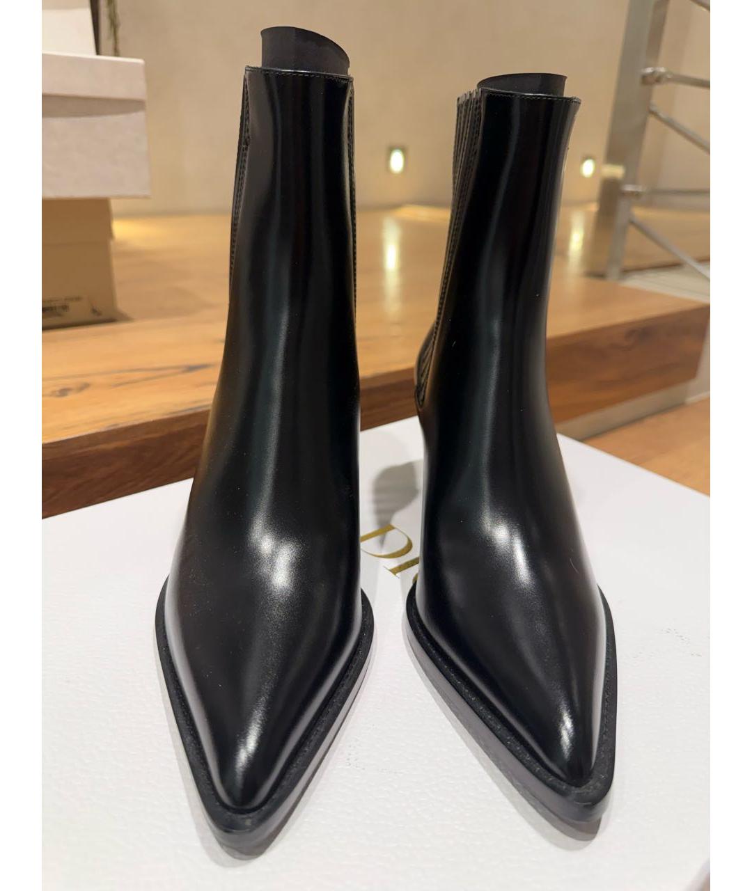 CHRISTIAN DIOR Черные кожаные ботильоны, фото 2