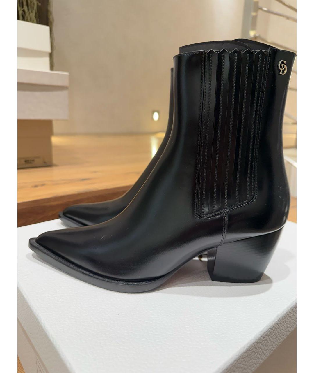 CHRISTIAN DIOR Черные кожаные ботильоны, фото 6