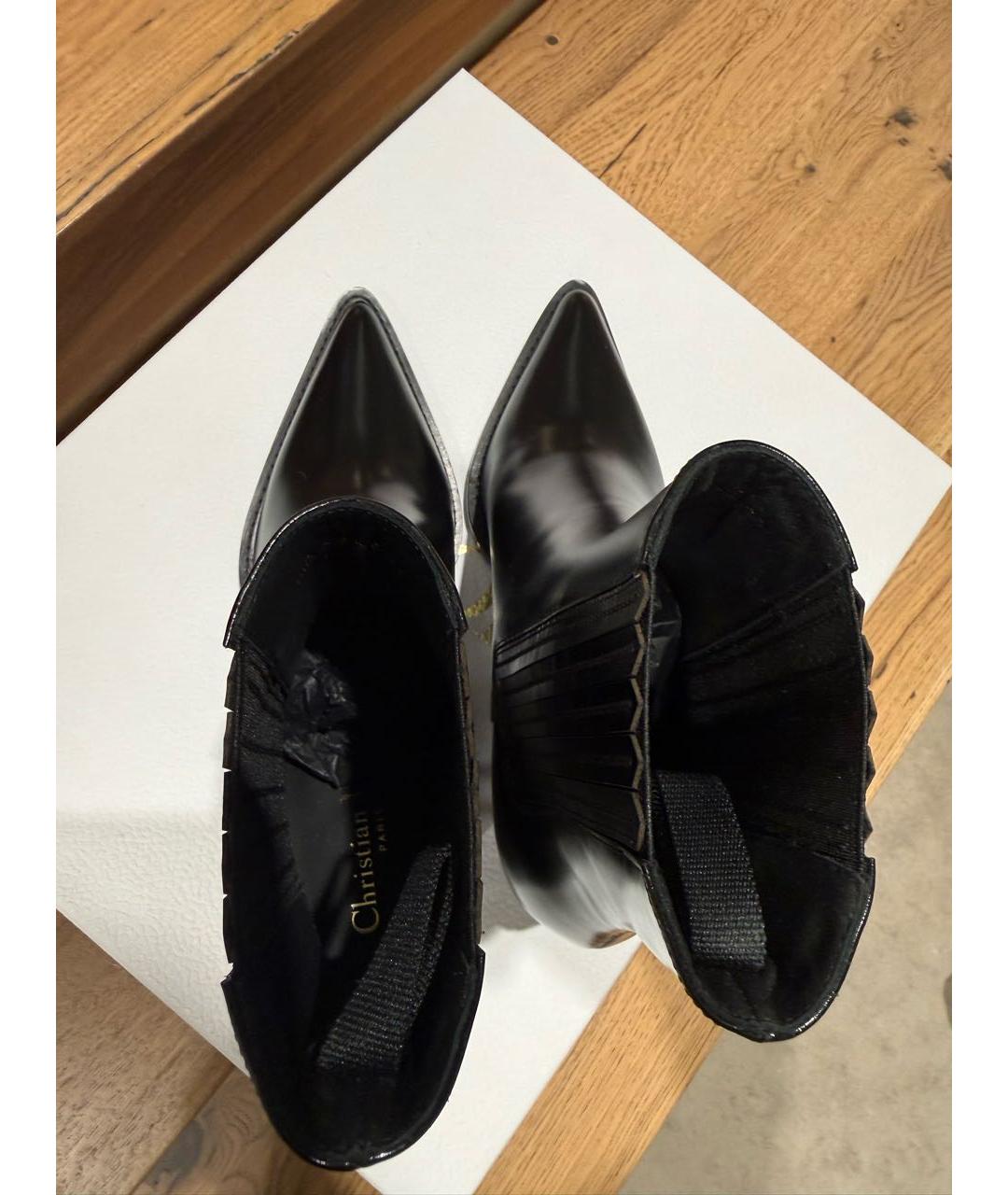 CHRISTIAN DIOR Черные кожаные ботильоны, фото 3