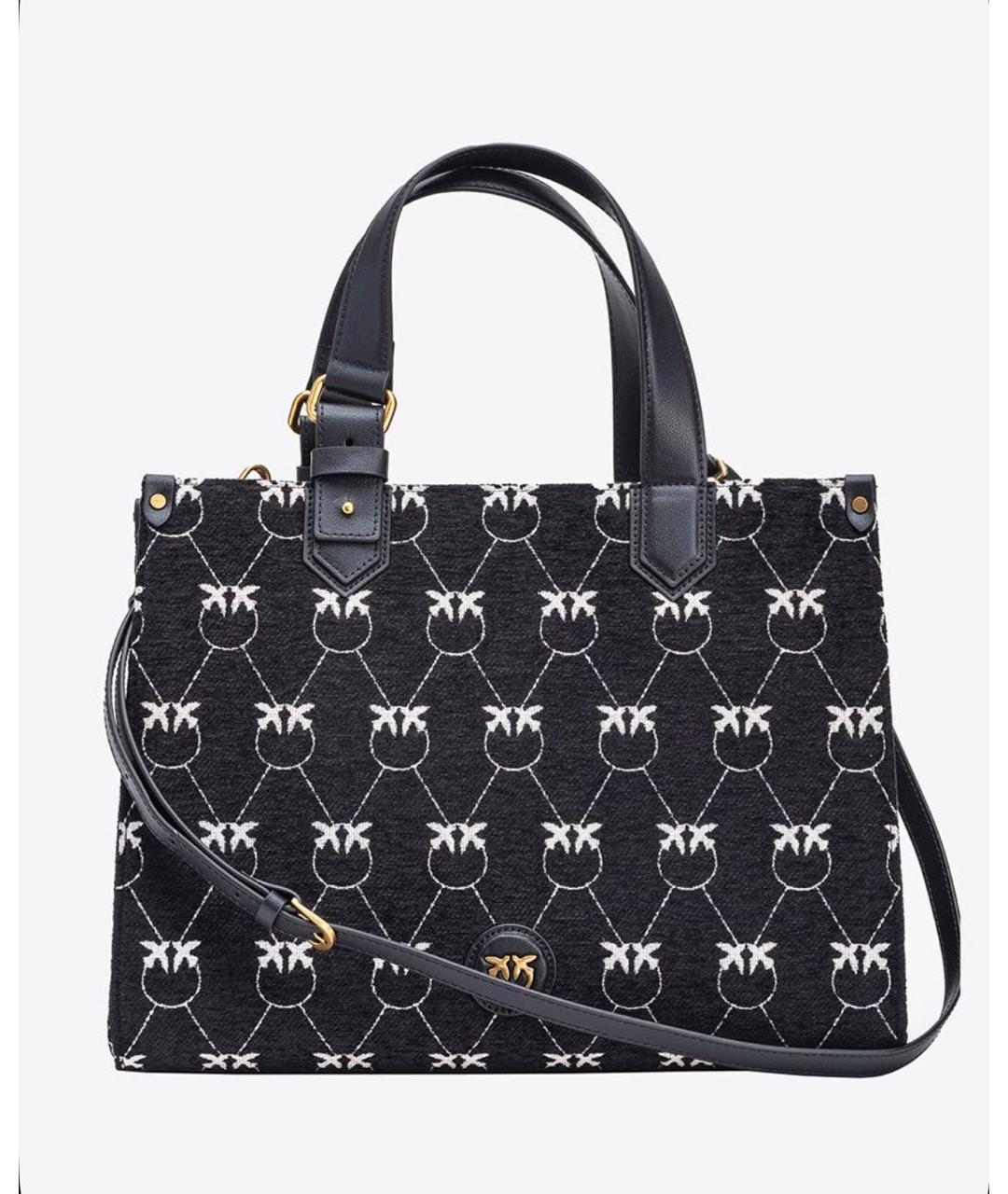 PINKO Черная жаккардовая сумка тоут, фото 2