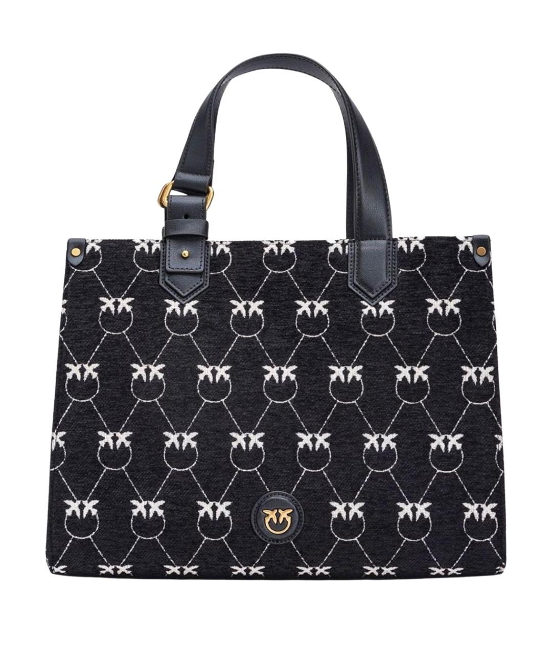 PINKO Черная жаккардовая сумка тоут, фото 1