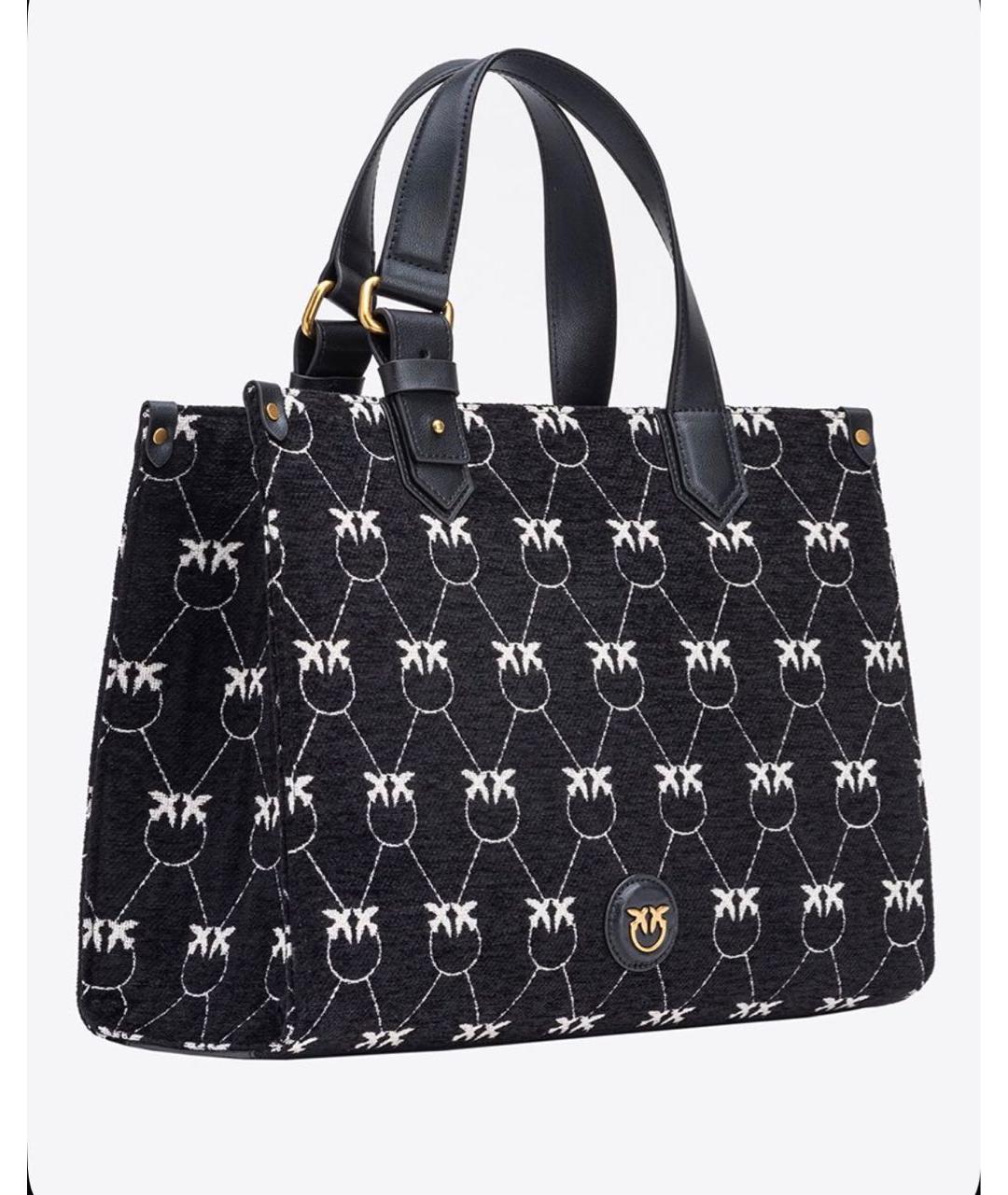 PINKO Черная жаккардовая сумка тоут, фото 3