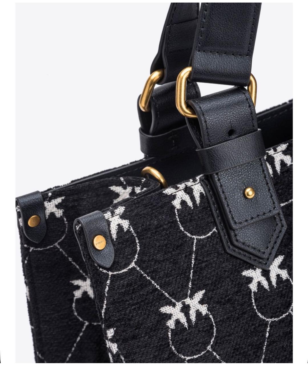 PINKO Черная жаккардовая сумка тоут, фото 4